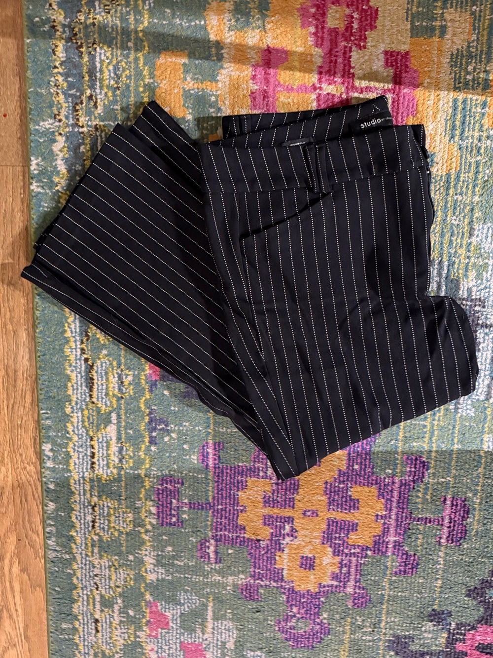 Studio Black Pinstripe Dress Pants